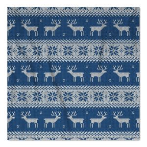 Knit Pattern - Blue w/ Deer & Snowflakes
