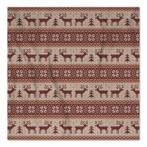Knit Pattern - Brown w/ Deer & Snowflakes