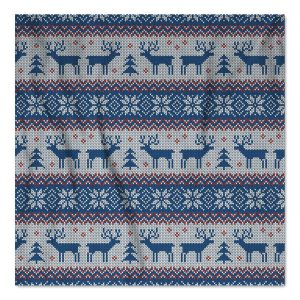 Knit Pattern - Blue w/ Deer & Trees
