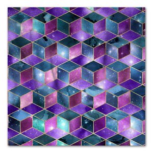 Space Cubic Pattern - Purples & Blues
