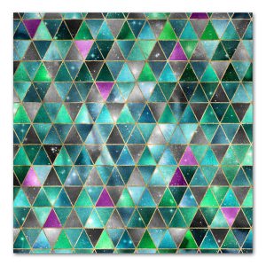 Space Triangle Mosaic - Green & Blue